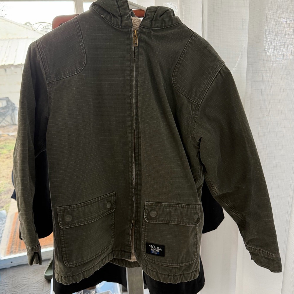 WALLS Blizzard Pruf Canvas Duck Jacket Full Zip Sherpa Lined Youth‎ Kids L 12/14